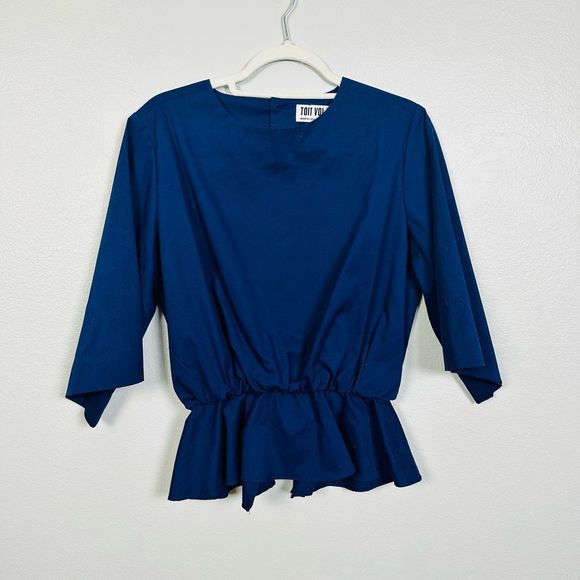 TOIT VOLANT V-Neck Mid Sleeve Work Career Dress Open Back Blouse Size Medium - Picture 1 of 9